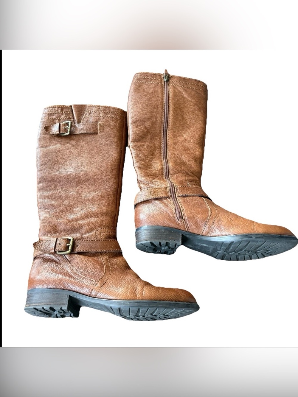 Franco Sarto Pammy Tall Riding Boots Brown Leather Side Zip Women’s 7.5 M